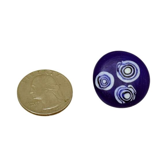 Vintage Cobalt Blue Cabochon Clip In Earrings 1" Ceramic - Picture 10 of 12